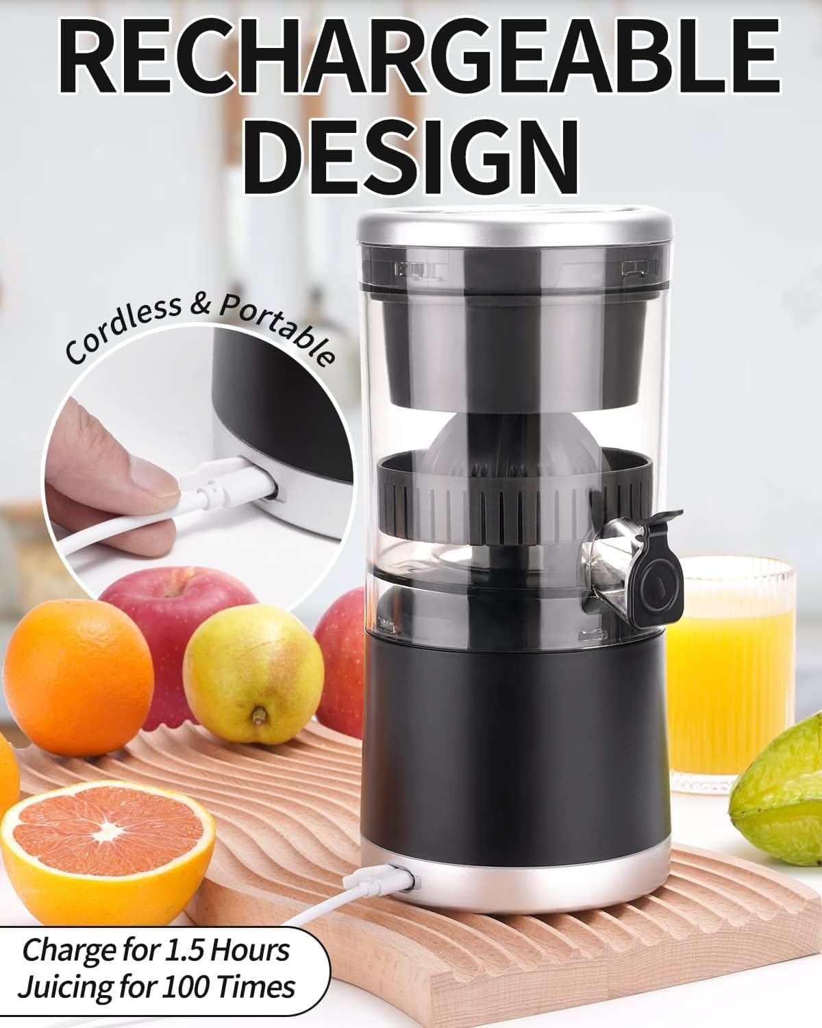 Electric Juicer Rechargeable - Citrus Juicer Machines with USB and Cleaning Brush Portable Juicer for Orange, Lemon, Grapefruit（Update）