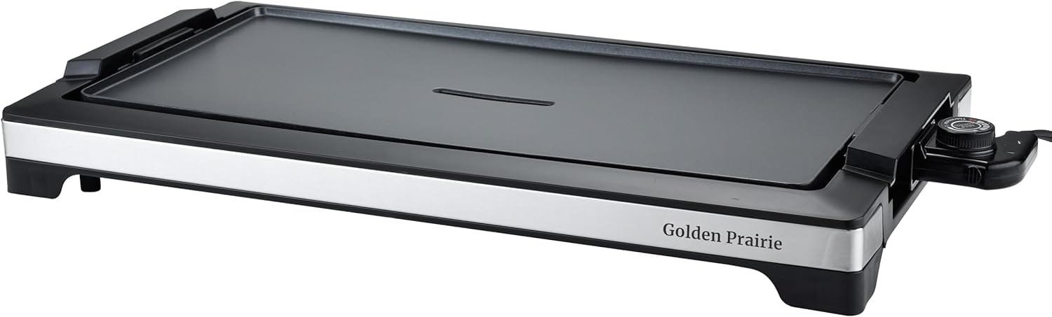 Electric Smokeless Indoor Griddle, Flat Top Grill, 1800W Fast Heat Up BBQ Grill, Large Nonstick Cooking Plate, 5 Levels Adjustable Temperature, Detachable  Dishwasher Safe, Cool-touch Handles, Black