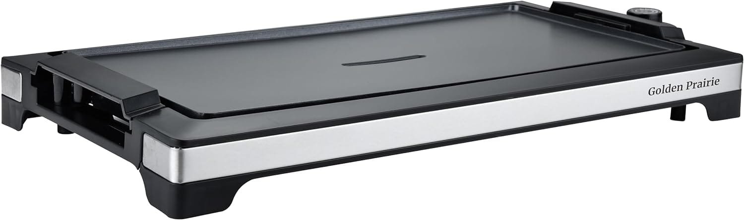 Electric Smokeless Indoor Griddle, Flat Top Grill, 1800W Fast Heat Up BBQ Grill, Large Nonstick Cooking Plate, 5 Levels Adjustable Temperature, Detachable  Dishwasher Safe, Cool-touch Handles, Black