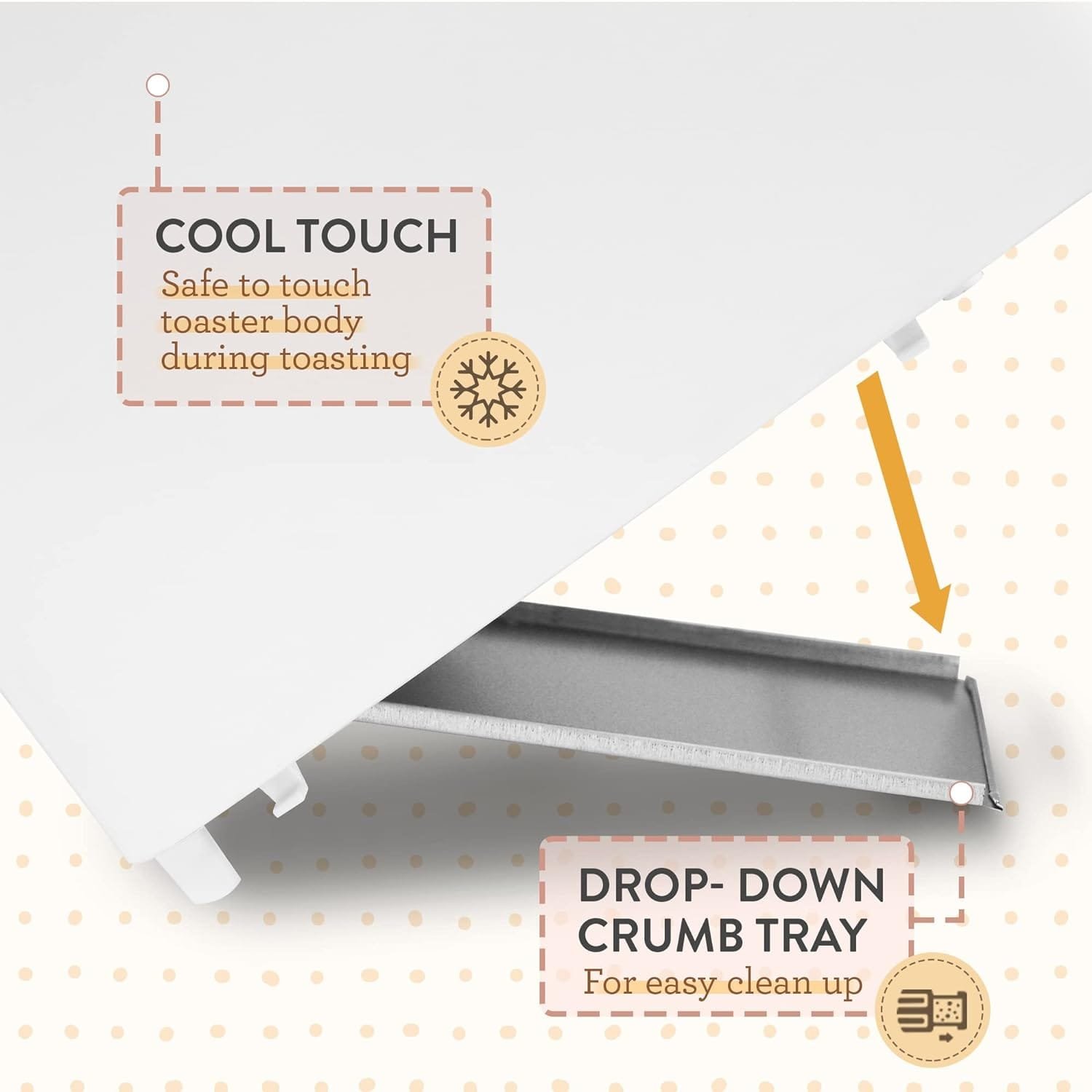 Elite Gourmet ECT-1027 Cool Touch Toaster, 7 Toast Settings Cancel Functions, Slide Out Crumb Tray, Extra Wide 1.5 Slots for Bagels Waffles Specialty Breads, Puff Pastry, Snacks, White