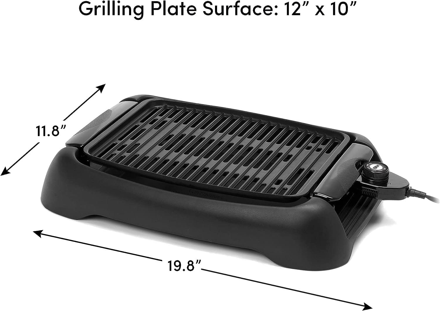 Elite Gourmet EGL-3450 Smokeless Indoor Electric BBQ Grill Dishwasher Safe, Nonstick, Adjustable Temperature, Fast Heat Up, Low-Fat Meals Easy to Clean Design, Black