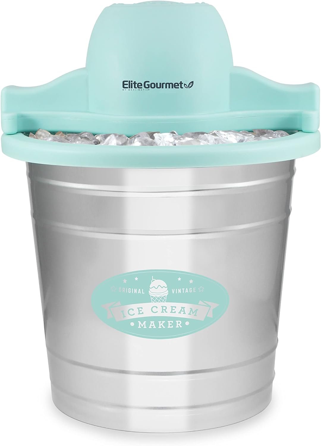 Elite Gourmet EIM-924L, 4 Qt. Electric Motorized Ice Cream Maker Ice  Rock Salt, 4Qt. Freezing Canister, Creamy Ice Cream, Gelato, Frozen Yogurt, or Sorbet, Recipe Booklet