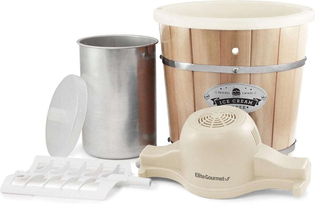 Elite Gourmet EIM-924L# 4 quart Old Fashioned Electric Ice Cream Maker, Pine Bucket Elite Gourmet EIM-924L# 4 quart Old Fashioned Electric Ice Cream Maker, Pine Bucket