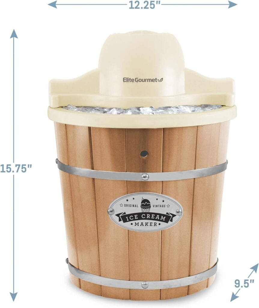 Elite Gourmet EIM-924L# 4 quart Old Fashioned Electric Ice Cream Maker, Pine Bucket Elite Gourmet EIM-924L# 4 quart Old Fashioned Electric Ice Cream Maker, Pine Bucket