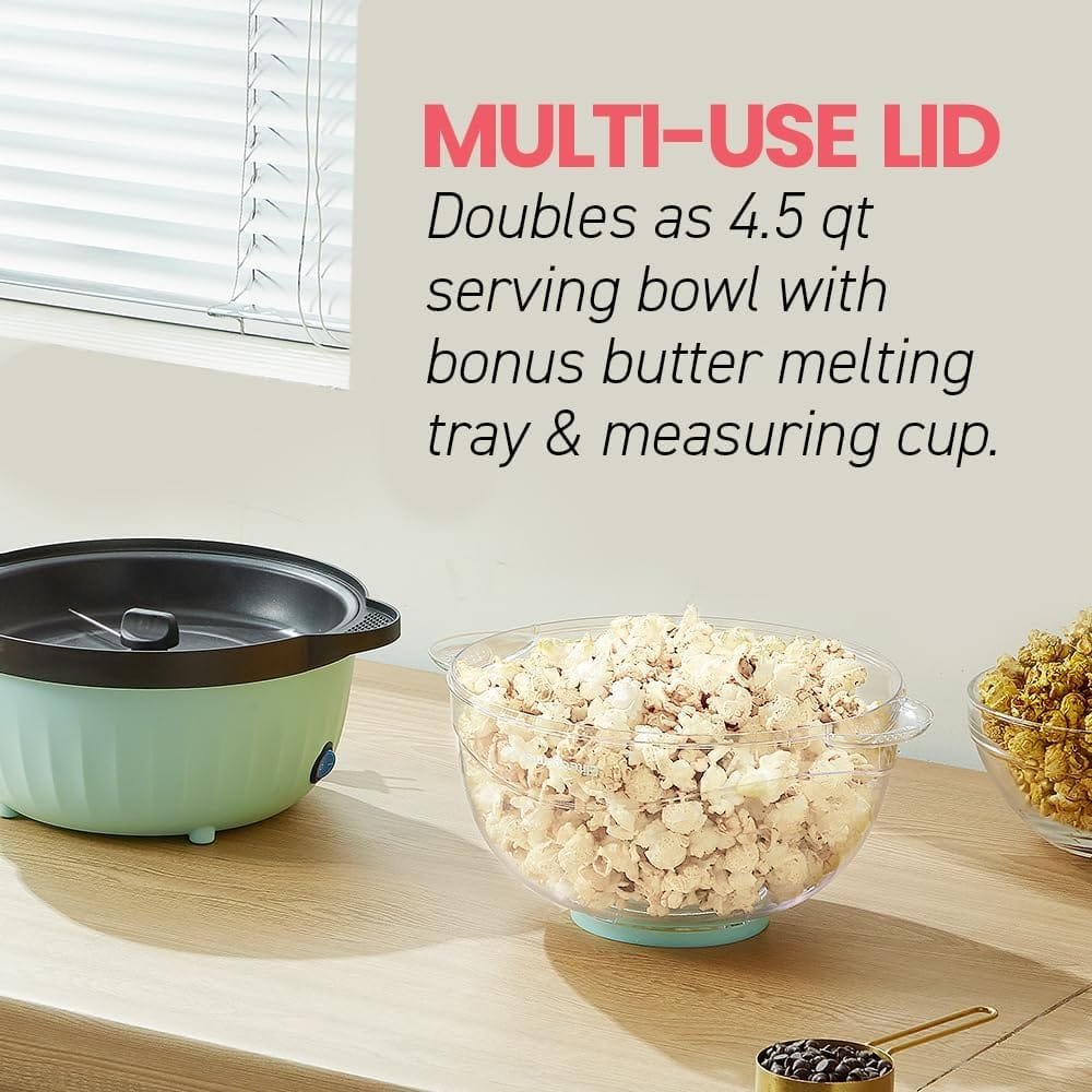 Elite Gourmet EPM330M Automatic Stirring 3Qt. Popcorn Maker Popper, Hot Oil Popcorn Machine with Measuring Cap Built-in Reversible Serving Bowl, Great for Home Party Kids, Safety ETL Approved, Mint Elite Gourmet EPM330M Automatic Stirring 3Qt. Popcorn Maker Popper, Hot Oil Popcorn Machine with Measuring Cap Built-in Reversible Serving Bowl, Great for Home Party Kids, Safety ETL Approved, Mint