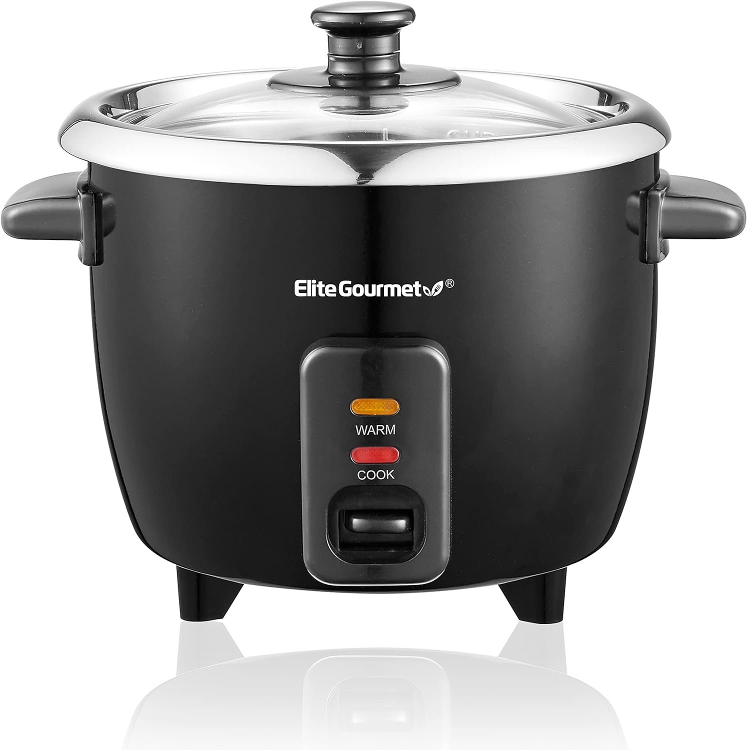 Elite Gourmet ERC006SS 6-Cup Electric Rice Cooker with 304 Surgical Grade Stainless Steel Inner Pot, Makes Soups, Stews, Porridges, Grains and Cereals, 6 cup (3 cups uncooked), Black