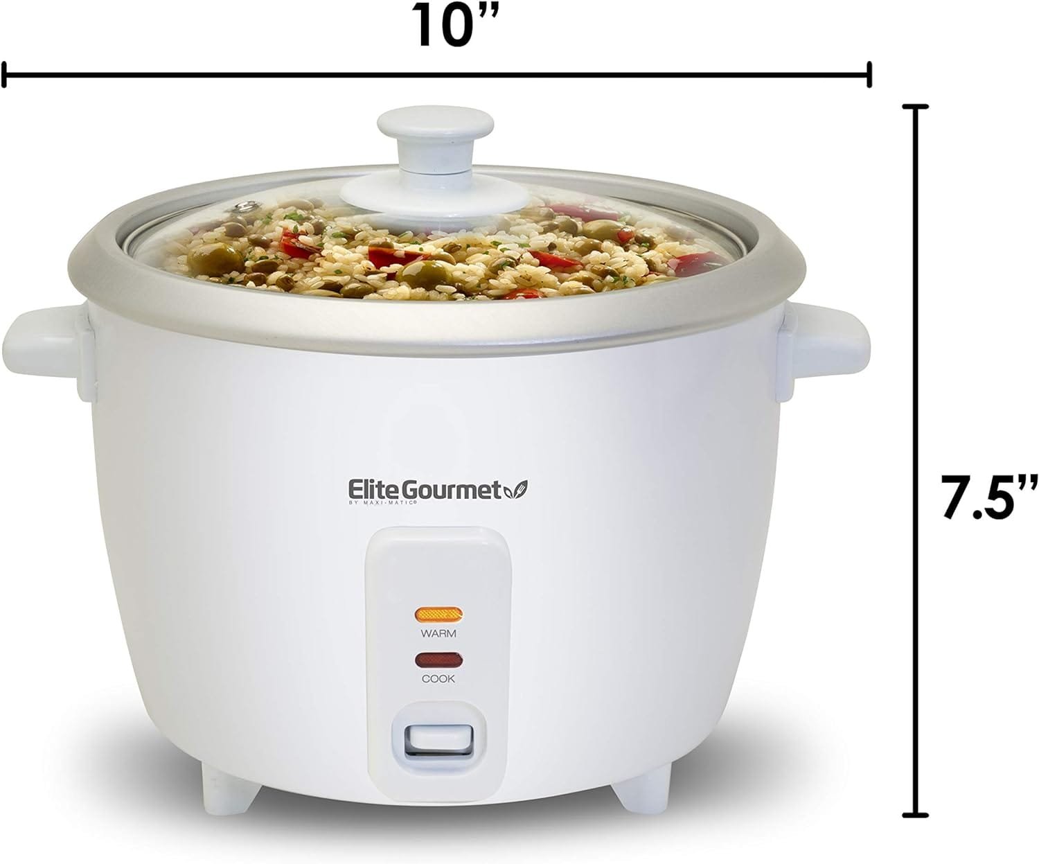 Elite Gourmet ERC2010B# Electric 10 Cup Rice Cooker with 304 Surgical Grade Stainless Steel Inner Pot Makes Soups, Stews, Grains, Cereals, Keep Warm Feature, cups cooked (5 Cups uncooked), Black