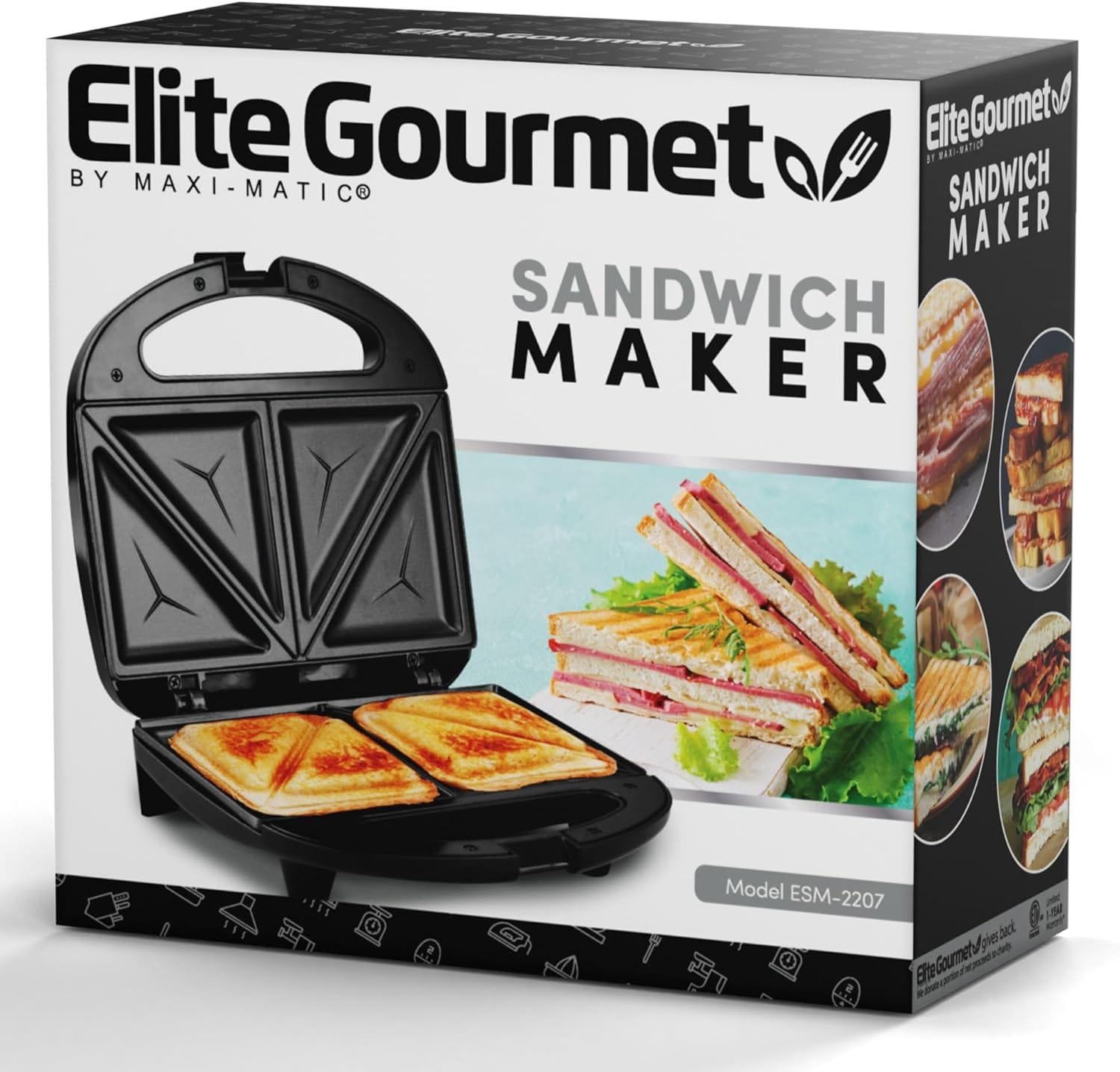 Elite Gourmet EWM-2207# Electric Non-Stick Belgian Waffle Maker Iron, Breakfast, Sandwiches, Snacks, Burgers and more, 2-Slice, Black Elite Gourmet EWM-2207# Electric Non-Stick Belgian Waffle Maker Iron, Breakfast, Sandwiches, Snacks, Burgers and more, 2-Slice, Black