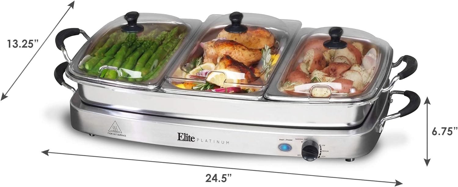 elite-gourmet-ewm-6122-dual-2-x-25-qt-trays-buffet-server-food-warmer-temperature-control-clear-slotted-lids-perfect-for-4 - Cooking Appliance World