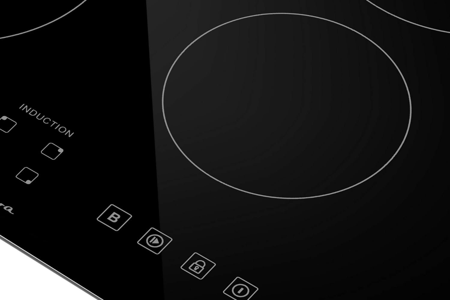 Empava 24 Stove Power Boost Vitro Ceramic Black Electric Induction Cooktop with 4 Booster Burners Smooth Surface Tempered Glass, 24 Inch