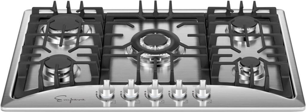 Empava 30 Inch Gas Cooktop with 5 World Class Made in Italy SABAF Burners, LPG/NG Convertible, Ideal RV Top Stoves for Kitchen, Stainless Steel