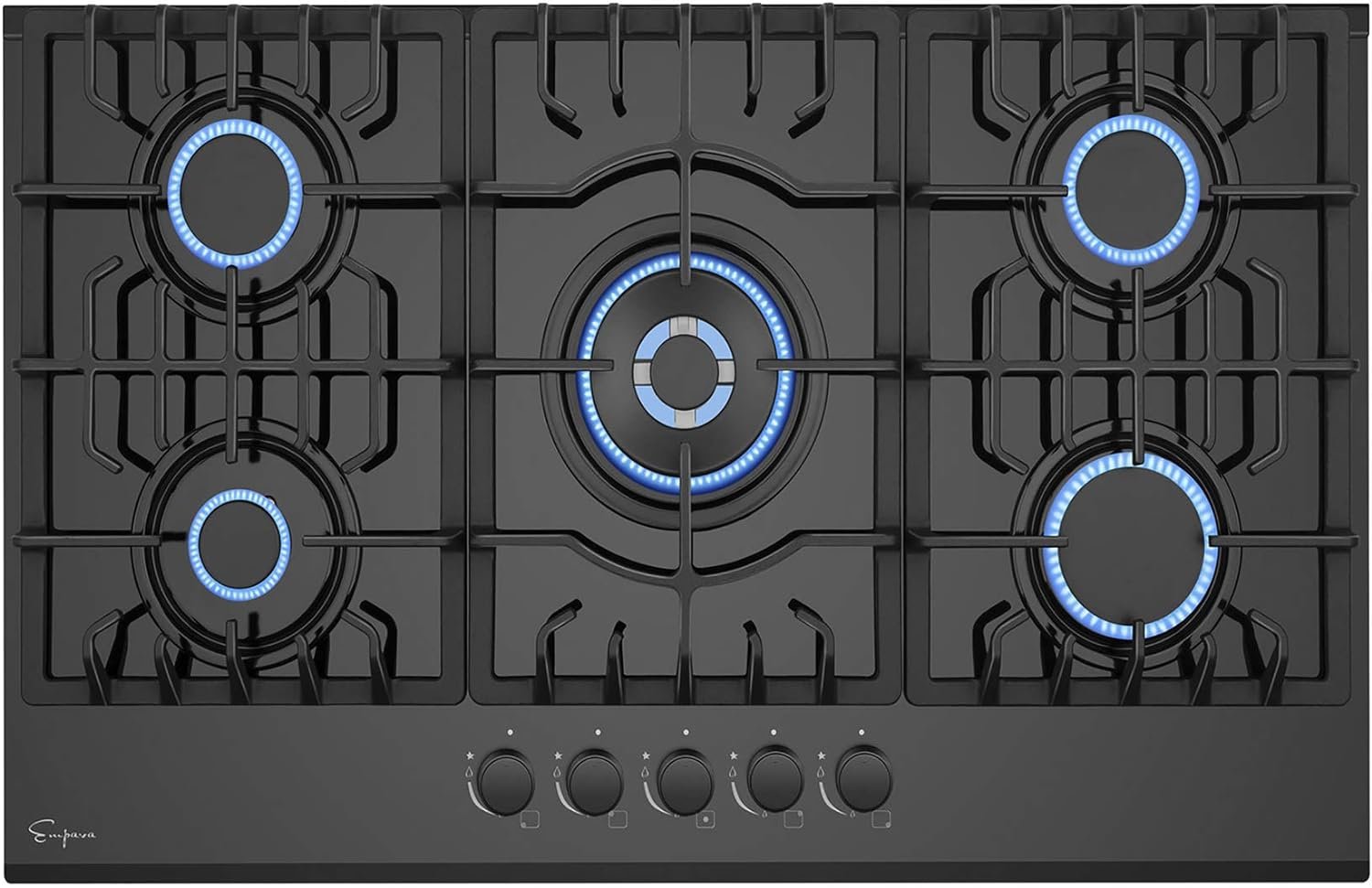 Empava 36 in. Gas Stove Cooktop with 5 Italy Sabaf Sealed Burners NG/LPG Convertible in Stainless Steel, 36 Inch Empava 36 in. Gas Stove Cooktop with 5 Italy Sabaf Sealed Burners NG/LPG Convertible in Stainless Steel, 36 Inch