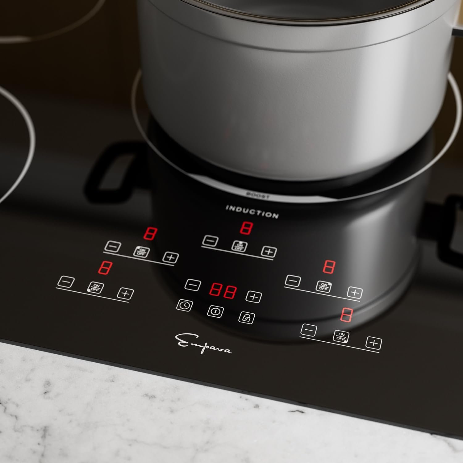 Empava 36in. Built In Induction Modular Cooktop in Black with 5 including 3,700-Watt Element, 36 Inch