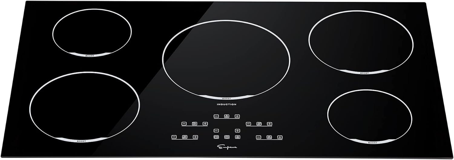 Empava 36in. Built In Induction Modular Cooktop in Black with 5 including 3,700-Watt Element, 36 Inch
