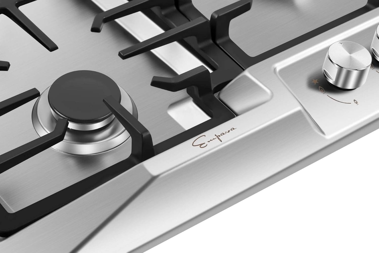 Empava EMPV-36GC23 36 Inch Stainless Steel Gas Cooktop Professional 5 Italy Sabaf Burners Stove Top Certified with Thermocouple Protection Silver