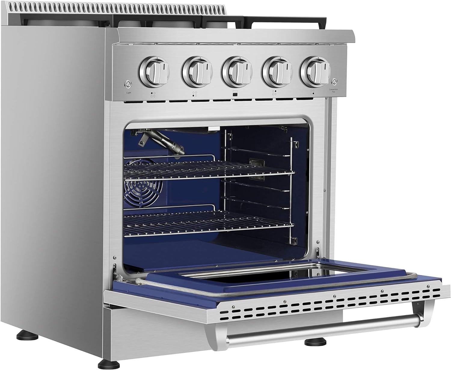 Empava Freestanding Slide-In Gas Range, Single Oven 4.2 cu. Ft, Pro-Style with 4 Sealed Ultra High-Low Burners-Heavy Duty Continuous Grates in Stainless Steel, CSA Certified, 30 Inch