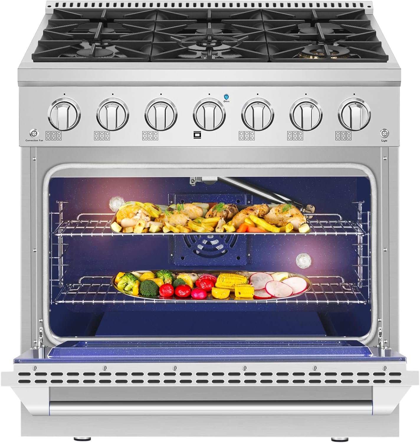 Empava Freestanding Slide-In Gas Range, Single Oven 4.2 cu. Ft, Pro-Style with 4 Sealed Ultra High-Low Burners-Heavy Duty Continuous Grates in Stainless Steel, CSA Certified, 30 Inch
