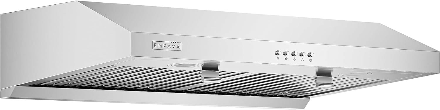 Empava Slim Range Hood 30 Inch Under Cabinet Ducted, Dual Sealed Aluminum Motor, 3-Speed, 400 CFM, Permanent Filters, Push Button Control Stainless Steel, 30 in. RH08 Empava Slim Range Hood 30 Inch Under Cabinet Ducted, Dual Sealed Aluminum Motor, 3-Speed, 400 CFM, Permanent Filters, Push Button Control Stainless Steel, 30 in. RH08