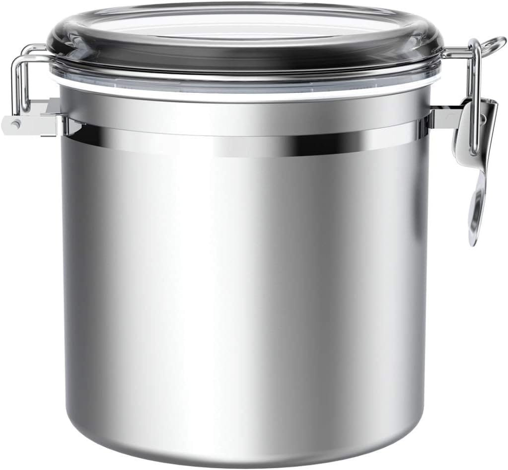 ENLOY 4-Piece Stainless Steel Airtight Food Storage Canister Set with Clear Lid, Containers Sets for Kitchen Counter for Sugar, Flour, Tea, Candy, Cookie, Spice, 28/32/38/65 oz ENLOY 4-Piece Stainless Steel Airtight Food Storage Canister Set with Clear Lid, Containers Sets for Kitchen Counter for Sugar, Flour, Tea, Candy, Cookie, Spice, 28/32/38/65 oz