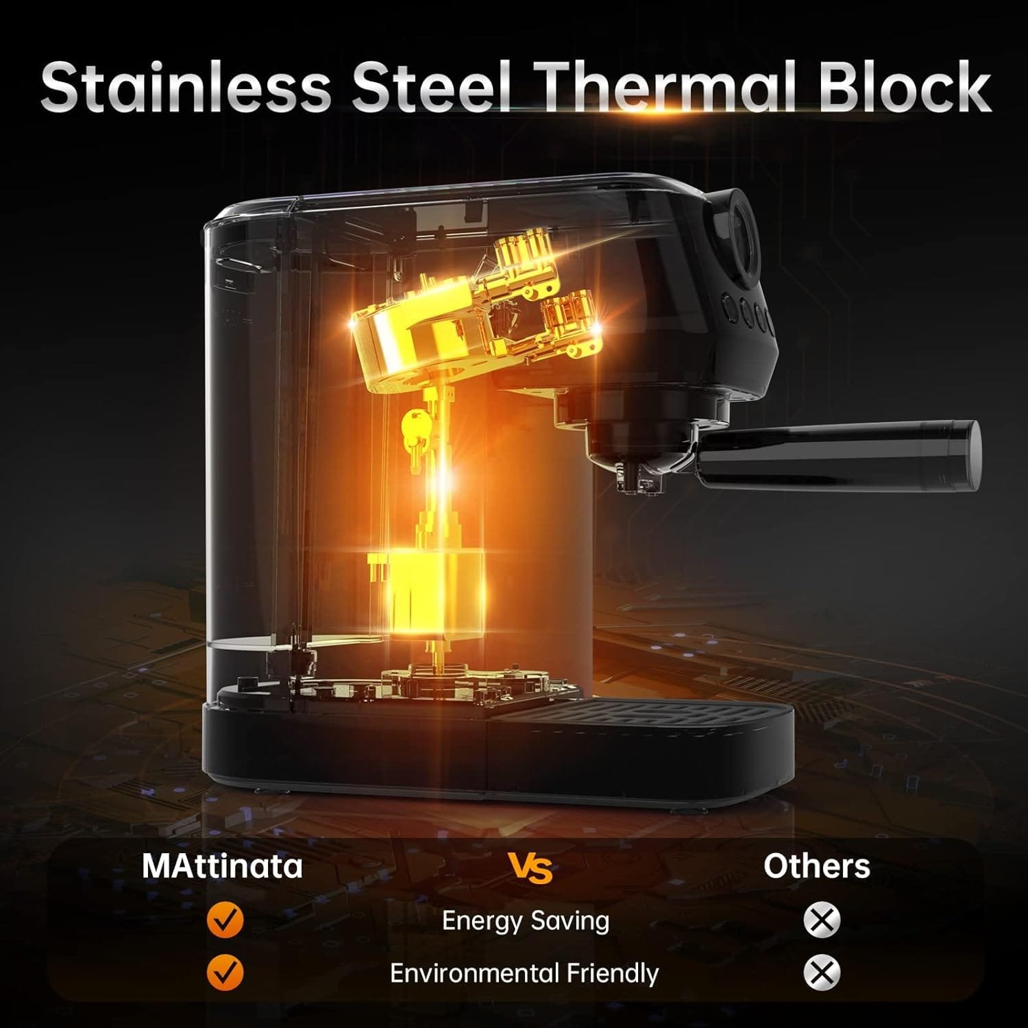 Espresso Machine, 20 Bar Professional Espresso Maker Stainless Steel with Milk Frother Steam Wand and Pressure Gauge, for Cappuccino, Latte, Gifts for Mom, Dad, Coffee Lovers