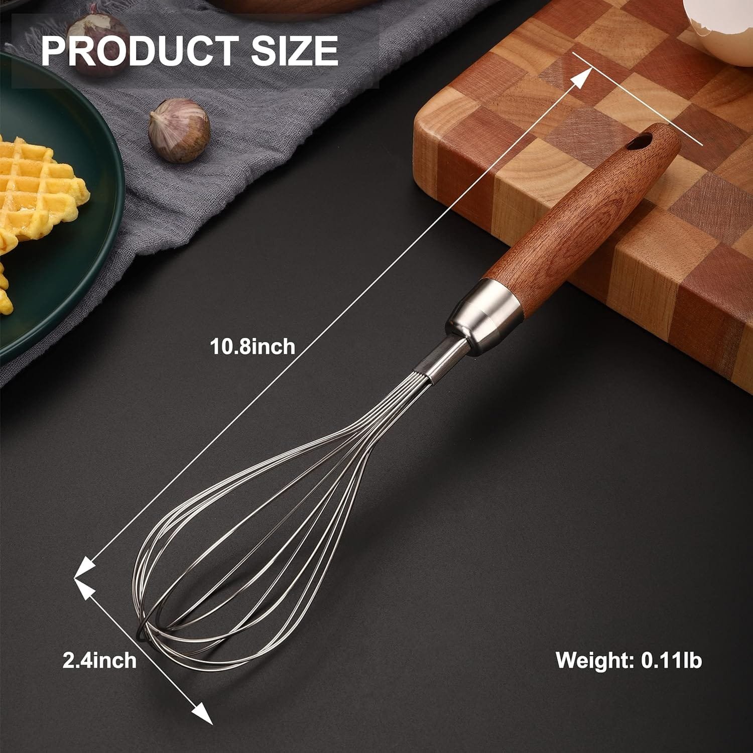 ESSBES Stainless Steel Wooden Handle Whisk - Home Kitchen Whisk Multi Function Hand Whisk Non Stick Balloon Whisk Easy to Clean Suitable for Home Restaurant Stir Eggs, Cake Batter ESSBES Stainless Steel Wooden Handle Whisk - Home Kitchen Whisk Multi Function Hand Whisk Non Stick Balloon Whisk Easy to Clean Suitable for Home Restaurant Stir Eggs, Cake Batter