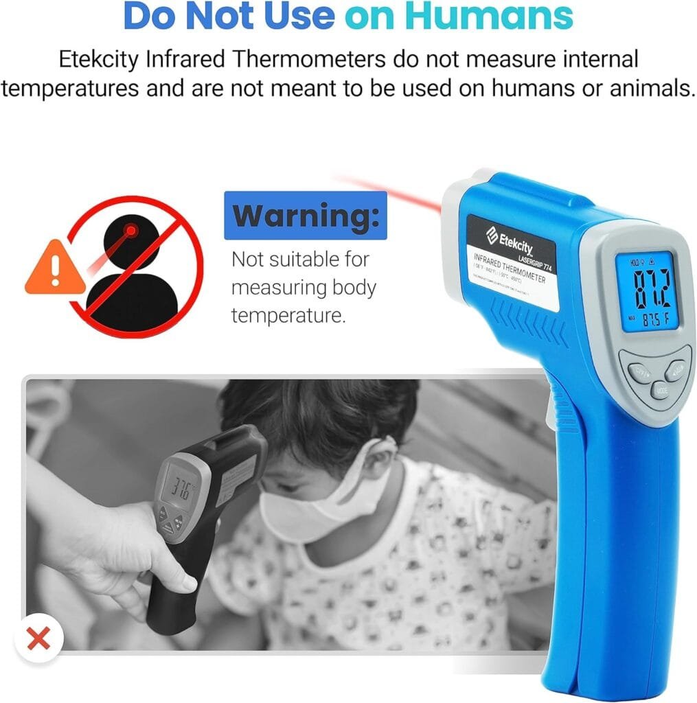 Etekcity Infrared Thermometer Laser Temperature Gun 774, Digital IR Meat Thermometer for Cooking, Pizza Oven Grill Accessories, Heat Gun for Outdoor Surface, Indoor Room HVAC Temp Reader Etekcity Infrared Thermometer Laser Temperature Gun 774, Digital IR Meat Thermometer for Cooking, Pizza Oven Grill Accessories, Heat Gun for Outdoor Surface, Indoor Room HVAC Temp Reader
