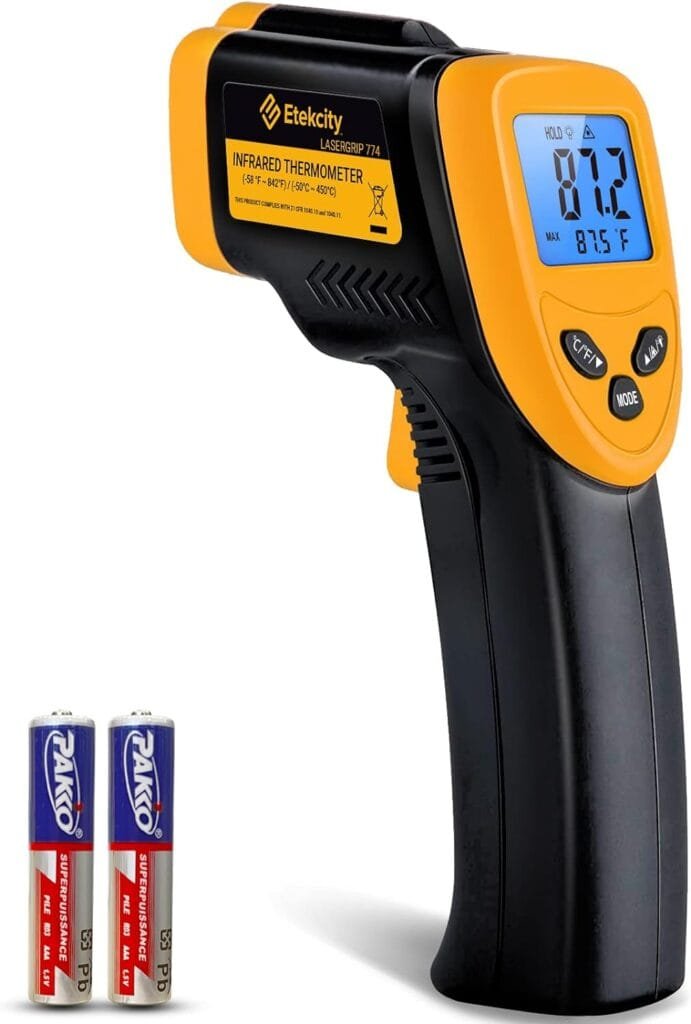 Etekcity Infrared Thermometer Laser Temperature Gun 774, Digital IR Meat Thermometer for Cooking, Pizza Oven Grill Accessories, Heat Gun for Outdoor Surface, Indoor Room HVAC Temp Reader Etekcity Infrared Thermometer Laser Temperature Gun 774, Digital IR Meat Thermometer for Cooking, Pizza Oven Grill Accessories, Heat Gun for Outdoor Surface, Indoor Room HVAC Temp Reader