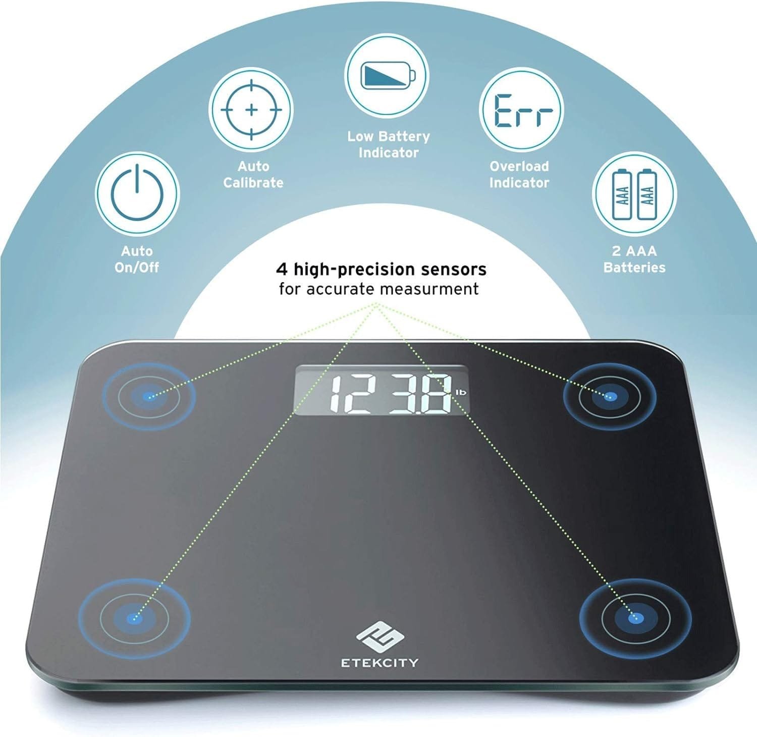 Etekcity Scale for Body Weight, Digital Bathroom Scales for People, Most Accurate to 0.05lb, Bright LED Display  Large Clear Numbers, Upgraded Quality for the Elderly Safe Home Use, 400 lbs