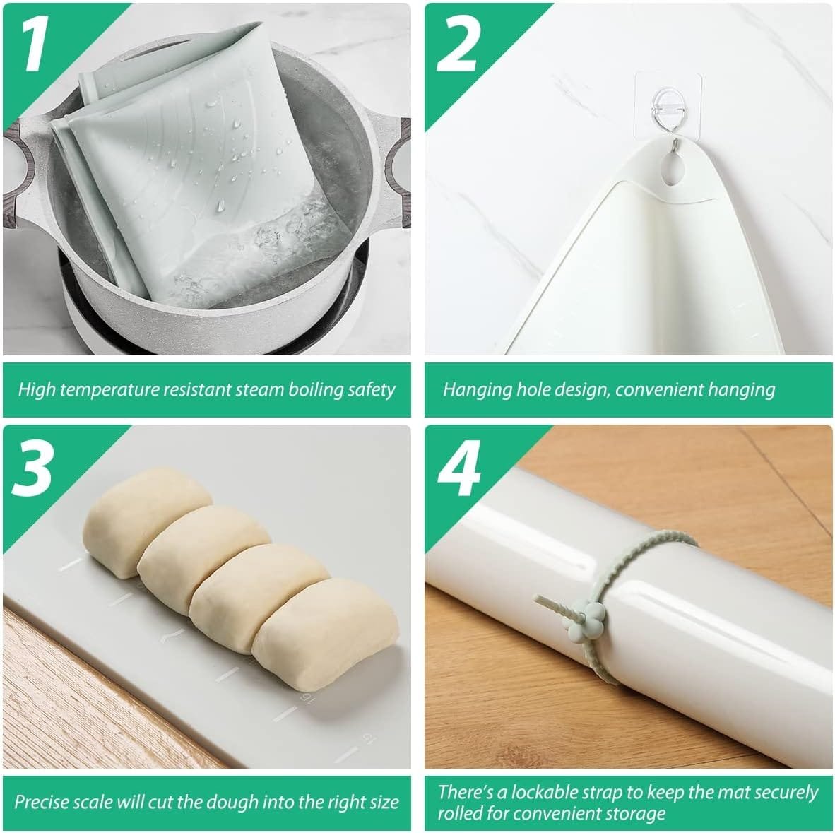 EuChoiz Silicone Pastry Mat 24*16 Extra Thick Non Stick Baking Mat Food Grade Silicone Dough Rolling Bake Mat with Edge Heightening EuChoiz Silicone Pastry Mat 24*16 Extra Thick Non Stick Baking Mat Food Grade Silicone Dough Rolling Bake Mat with Edge Heightening