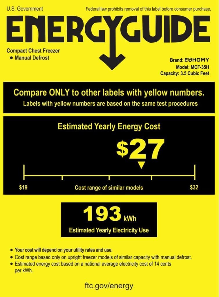 EUHOMY 3.5 Cu.Ft Chest Freezer with Removable Basket, Small Deep Freezer Adjustable 7 Thermostat, Quiet Mini Freezer Free-Standing Top Door, Energy Saving for Apartment/Garage/Basement/Dorm/Home,Black