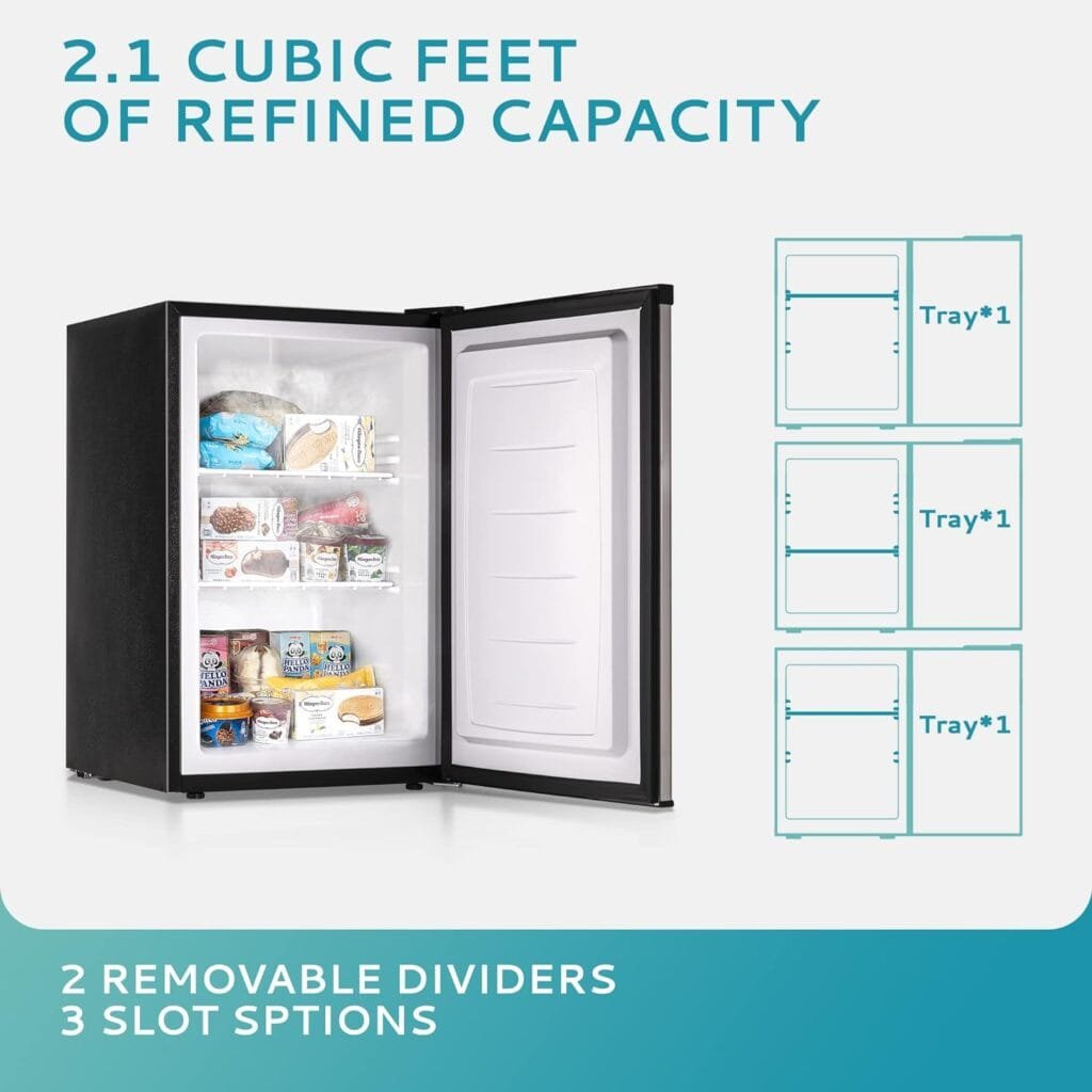EUHOMY Upright freezer, 3.0 Cubic Feet, Single Door Compact Mini Freezer with Reversible Stainless Steel Door, Small freezer for Home/Dorms/Apartment/Office (Silver) EUHOMY Upright freezer, 3.0 Cubic Feet, Single Door Compact Mini Freezer with Reversible Stainless Steel Door, Small freezer for Home/Dorms/Apartment/Office (Silver)