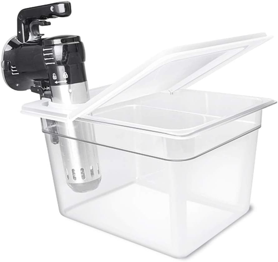 Everie Sous Vide Container 12 Quarts with Universal Collapsible Hinged Lid and Rack and Container Sleeve Compatible with All Anova Models, Joule, Insant Pot, Wancle and Others, KIT-TY-PP Everie Sous Vide Container 12 Quarts with Universal Collapsible Hinged Lid and Rack and Container Sleeve Compatible with All Anova Models, Joule, Insant Pot, Wancle and Others, KIT-TY-PP