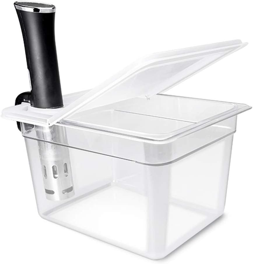 Everie Sous Vide Container 12 Quarts with Universal Collapsible Hinged Lid and Rack and Container Sleeve Compatible with All Anova Models, Joule, Insant Pot, Wancle and Others, KIT-TY-PP Everie Sous Vide Container 12 Quarts with Universal Collapsible Hinged Lid and Rack and Container Sleeve Compatible with All Anova Models, Joule, Insant Pot, Wancle and Others, KIT-TY-PP