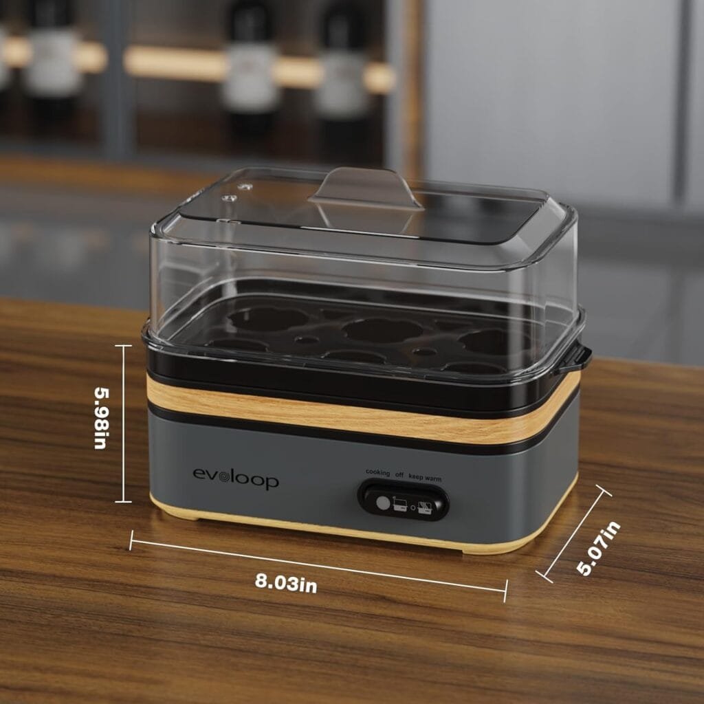 Evoloop Rapid Egg Cooker Electric 6 Eggs Capacity, Soft, Medium, Hard Boiled, Poacher, Omelet Maker Egg Poacher With Auto Shut-Off, BPA Free Evoloop Rapid Egg Cooker Electric 6 Eggs Capacity, Soft, Medium, Hard Boiled, Poacher, Omelet Maker Egg Poacher With Auto Shut-Off, BPA Free