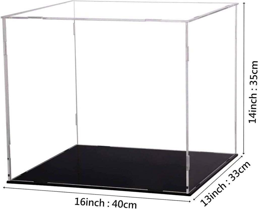 Evron Display Case for Collectibles Assemble Clear Acrylic Box Alternative Glass Case for Display Action Figures Home Storage  Organizing Toys (14.5x11x12 inch; 36x27x30 cm)