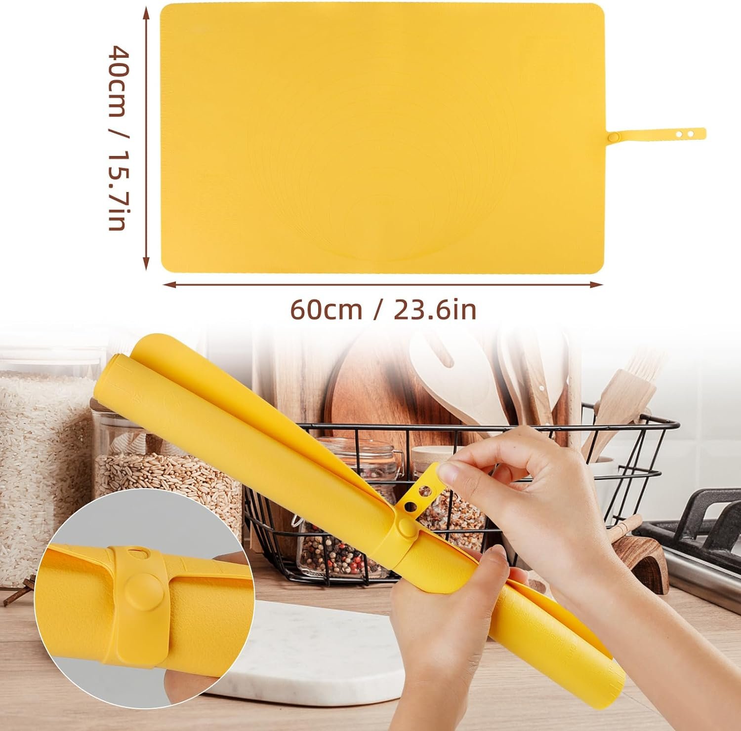 Extra Large Silicone Baking Mat, Non Slip Non Stick Silicone Pastry Mats, Extra Large Kitchen Silicone Pad for Baking, Thick Heat Resistant Mat Kneading Mat for Rolling Out Dough (Yellow) Extra Large Silicone Baking Mat, Non Slip Non Stick Silicone Pastry Mats, Extra Large Kitchen Silicone Pad for Baking, Thick Heat Resistant Mat Kneading Mat for Rolling Out Dough (Yellow)