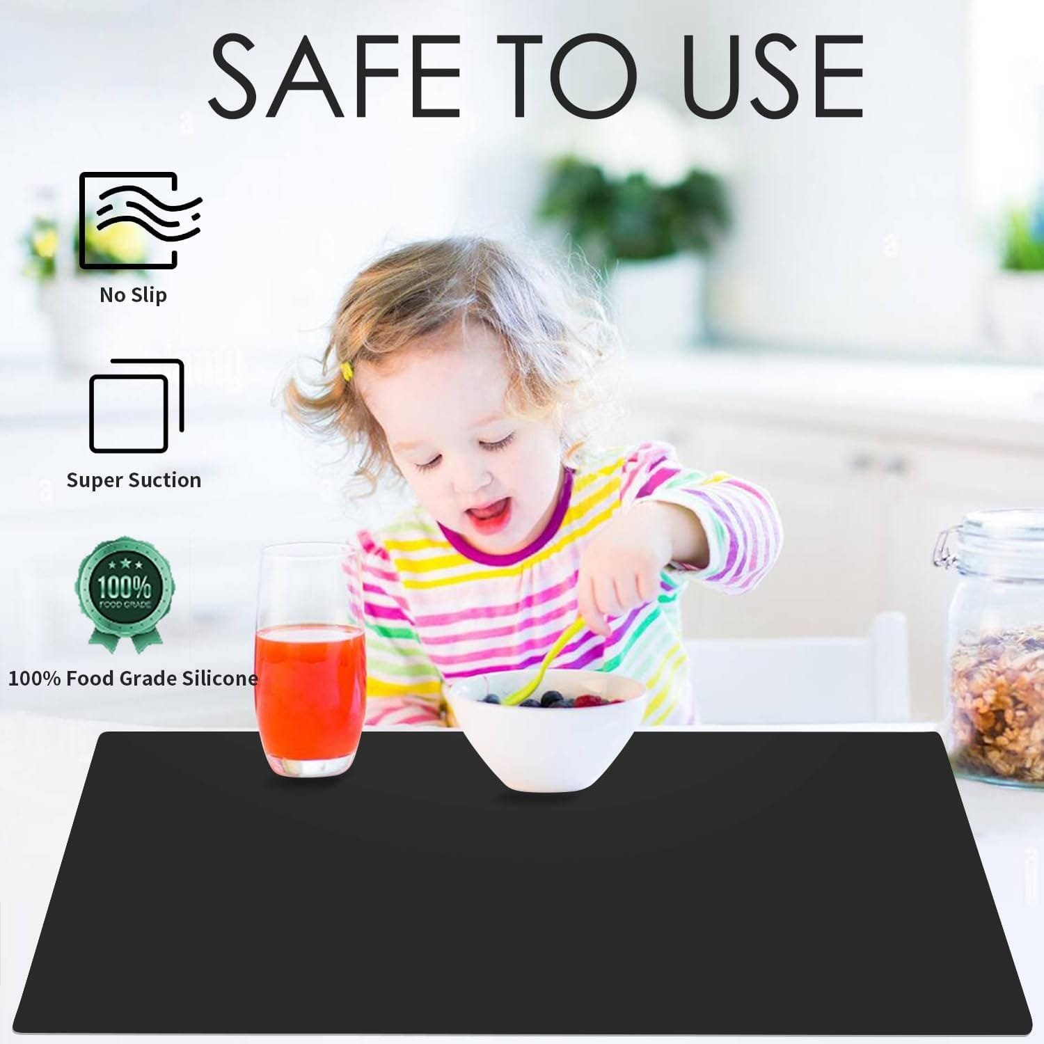 Extra Large Silicone Mat, Food-Grade Flexible Silicone Table Mats for Kids Non-Slip Placemat Waterproof Heat Insulation Countertop Protector Pastry Mat Silicone Pad, 27.6x19.7 Gray, 1Pcs