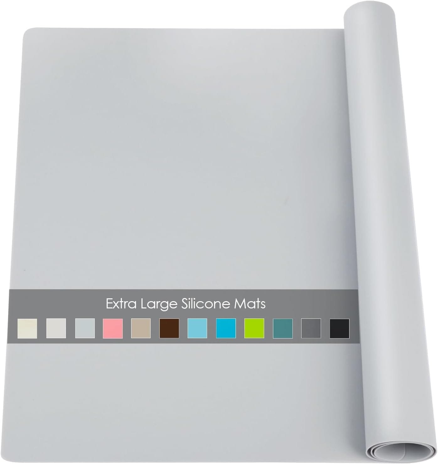 Extra Large Silicone Mat, Food-Grade Flexible Silicone Table Mats for Kids Non-Slip Placemat Waterproof Heat Insulation Countertop Protector Pastry Mat Silicone Pad, 27.6x19.7 Gray, 1Pcs