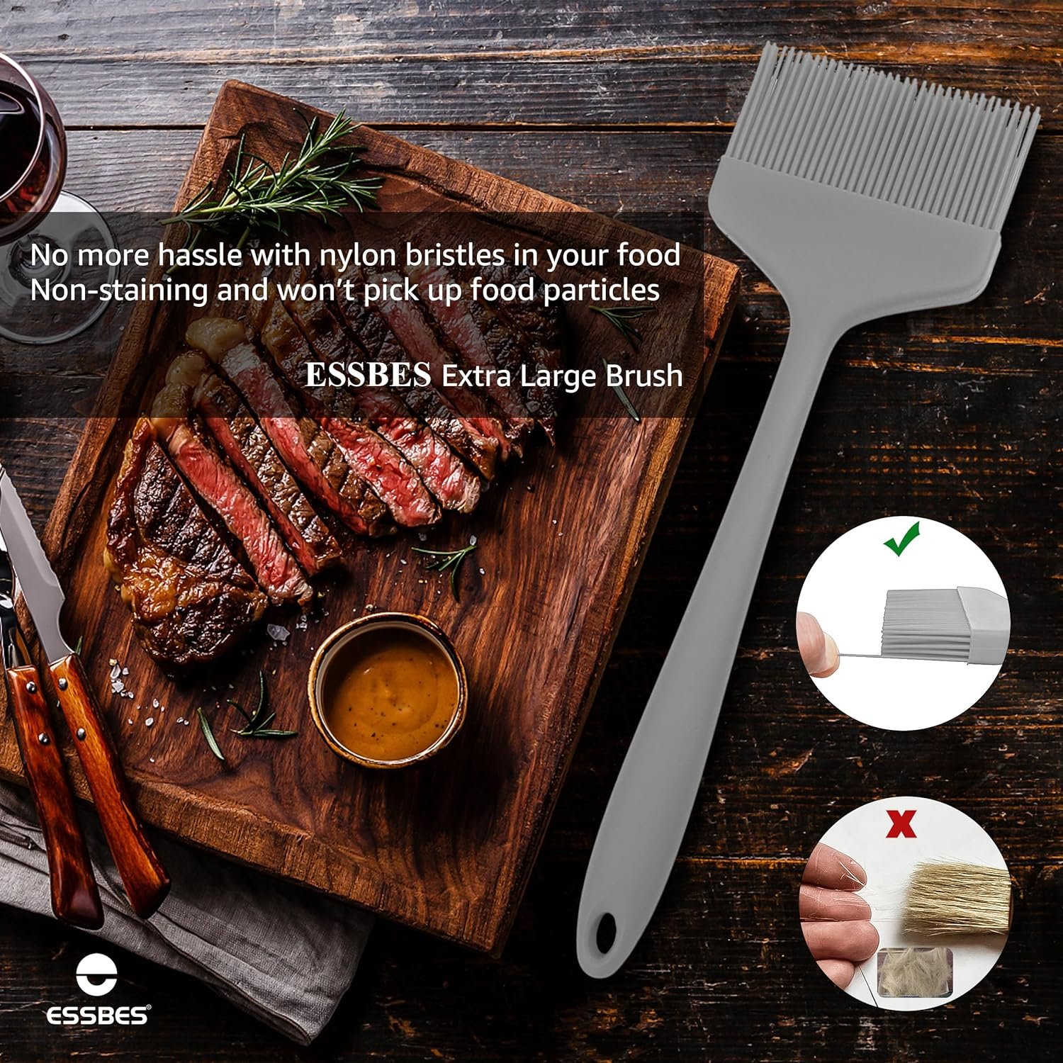 Extra Large Silicone Pastry Brush - Heat Resistant Extra Wide Basting Brush - Dishwasher Safe Oil Brush for Cooking, Baking, Grilling, and Spreading Oil, Butter, BBQ Sauce or Marinade (Red)