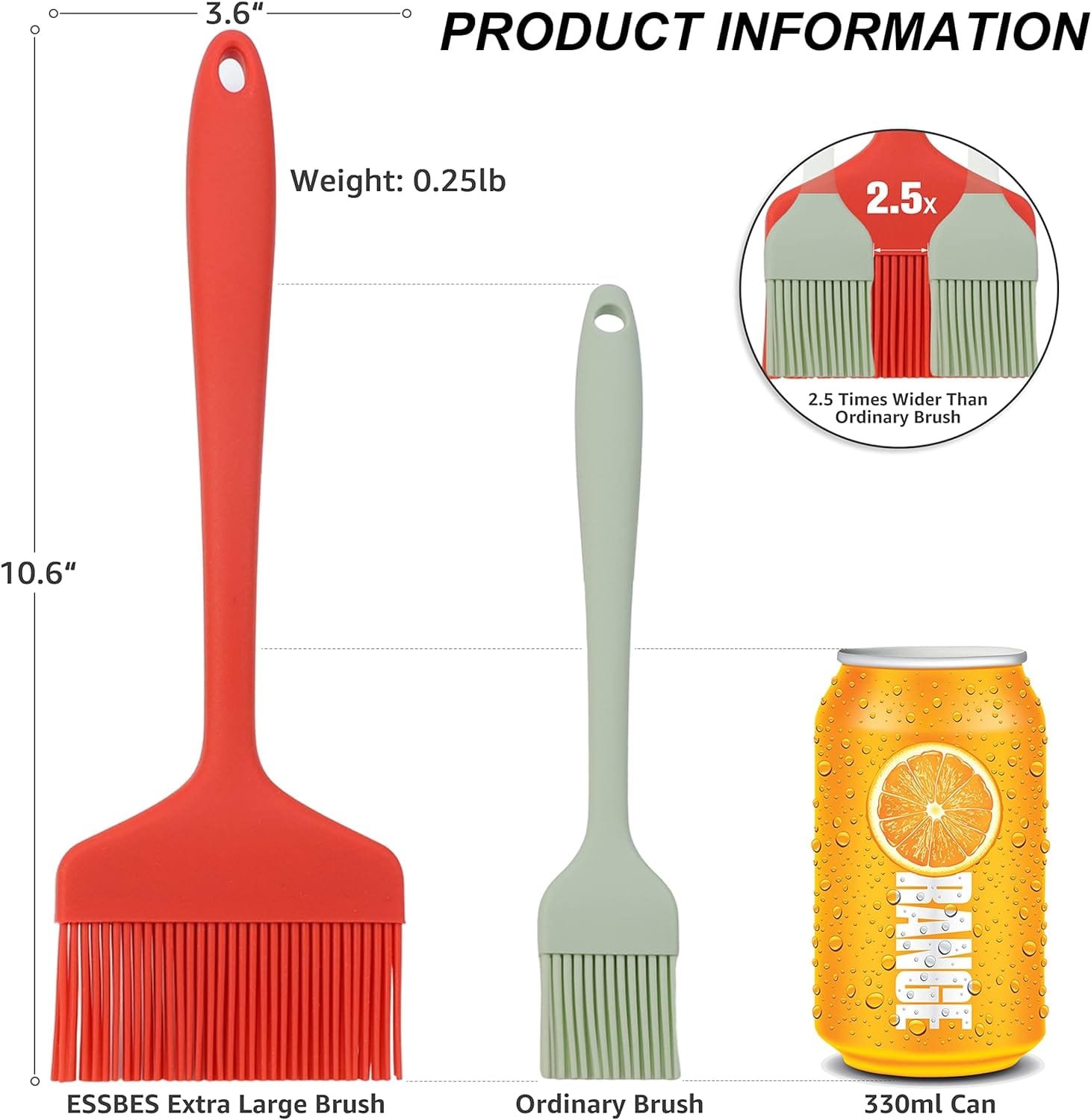 Extra Large Silicone Pastry Brush - Heat Resistant Extra Wide Basting Brush - Dishwasher Safe Oil Brush for Cooking, Baking, Grilling, and Spreading Oil, Butter, BBQ Sauce or Marinade (Red)