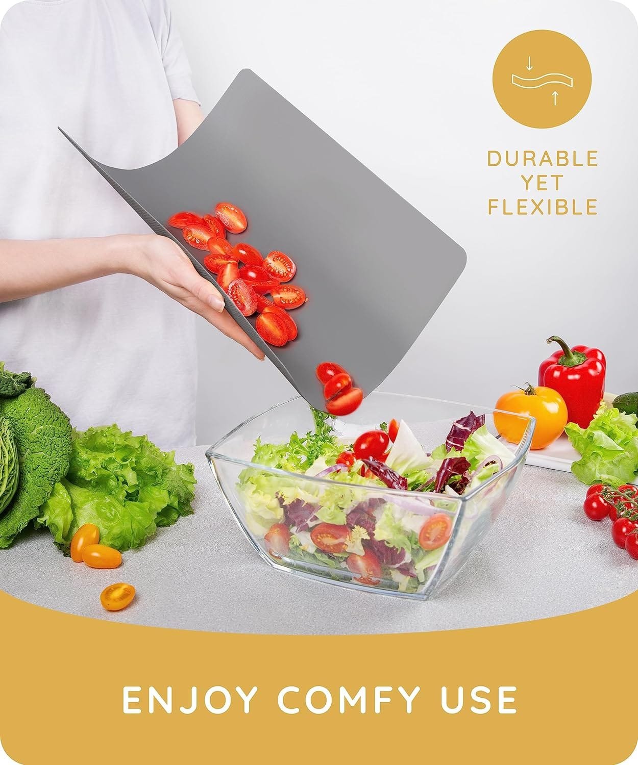 Extra Thick Flexible Cutting Boards for Kitchen, Cutting Mats for Cooking, Colored Cutting Mat Set, Non-Slip Cutting Sheets, Flexible Plastic Cutting Board Set of 3, 15x12