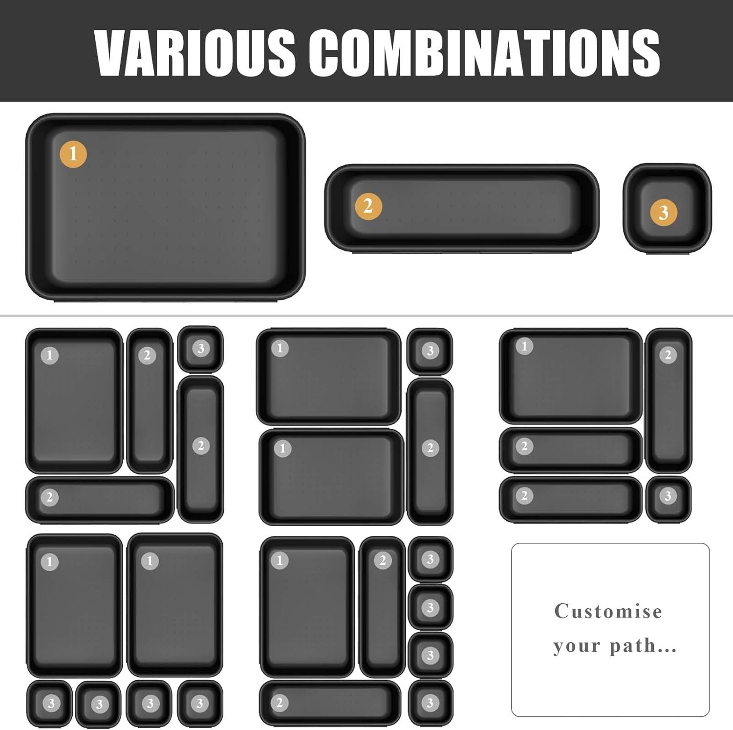 famhap-16-pcs-plastic-drawer-organizer-set-desk-drawer-organizer-divider-trays-vanity-storage-bins-for-makeup-jewelry-ut - Cooking Appliance World