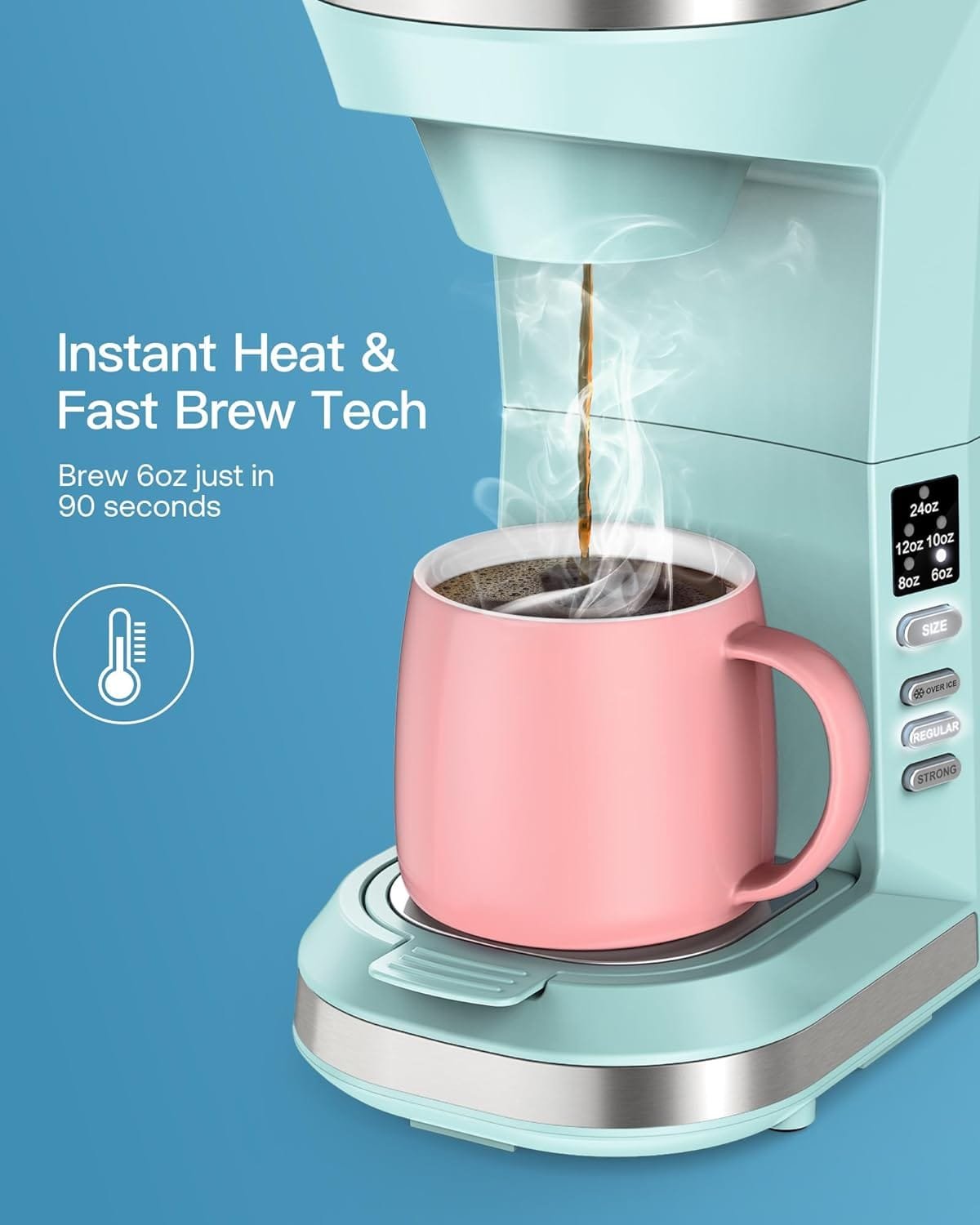 Famiworths Upgraded Hot and Iced Coffee Maker for K Cups and Ground Coffee, 4-5 Cups Coffee Maker and Single-serve Brewers, with 30Oz Removable Water Reservoir, 6 to 24Oz Cup Size, Classic Black