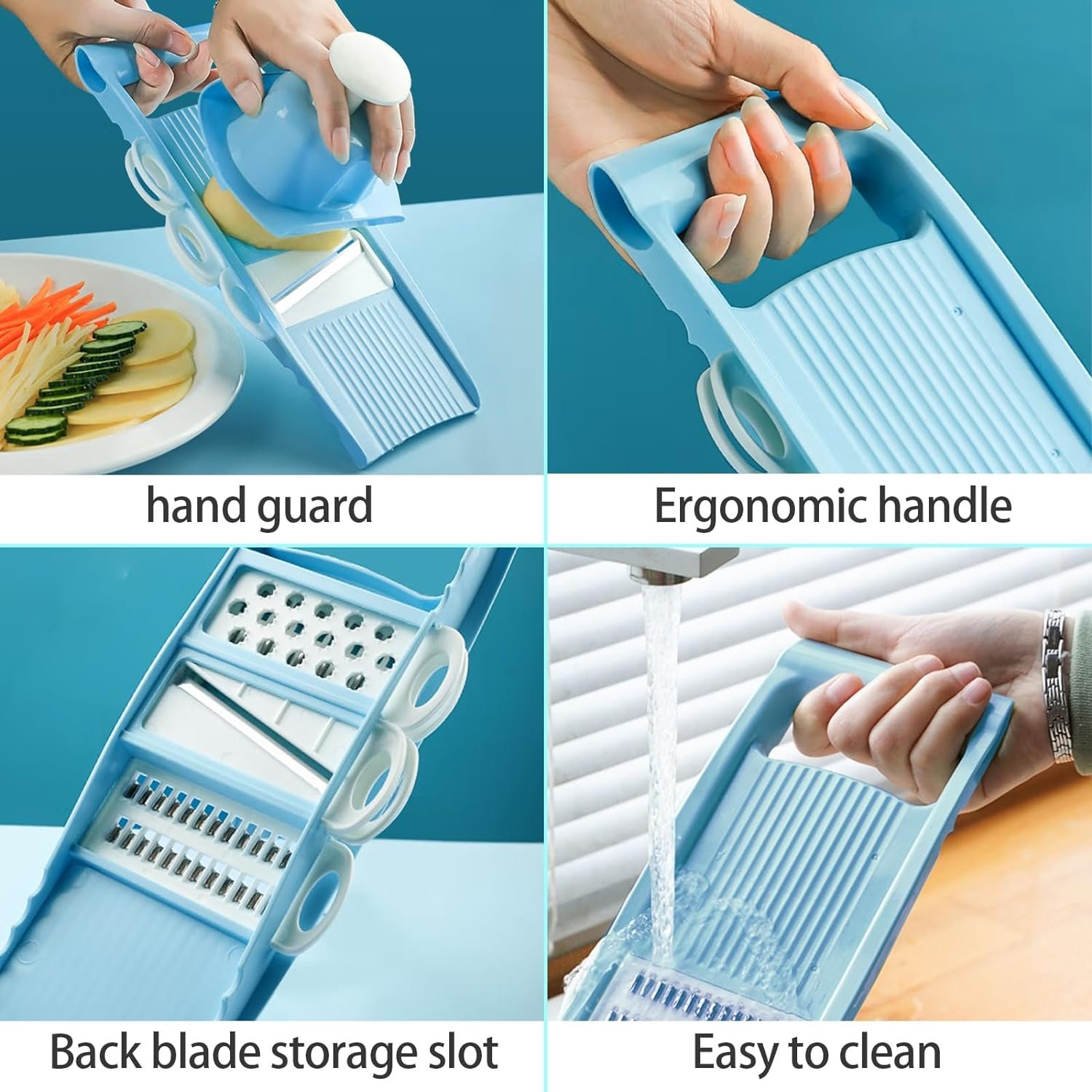 FANTEXY Mandoline Slicer for Kitchen, 5 in 1 Vegetable Slicer Julienne Peeler Multi Blade Removable Veggie Slicer Potato Slicer Carrot Shredder Multifunctional Vegetable Cutter with Hand Guard FANTEXY Mandoline Slicer for Kitchen, 5 in 1 Vegetable Slicer Julienne Peeler Multi Blade Removable Veggie Slicer Potato Slicer Carrot Shredder Multifunctional Vegetable Cutter with Hand Guard