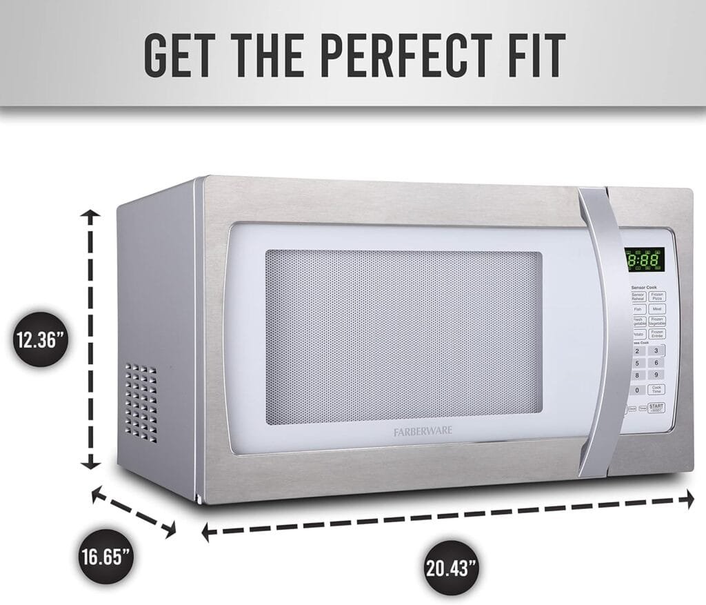 Farberware 1100W 2.2 cu ft Countertop Microwave Oven With Smart Sensor, LED Lighting, Child Lock - For Apartments and Dorms