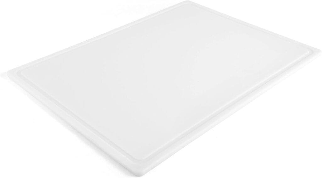 Farberware Large Cutting Board, Dishwasher- Safe Plastic Chopping Board for Kitchen with Easy Grip Handle, 11-inch by 14-inch, White