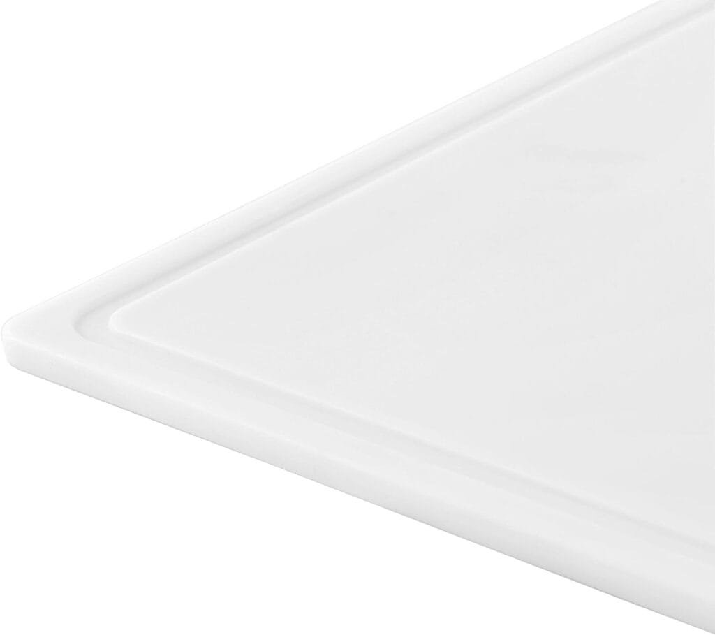 Farberware Large Cutting Board, Dishwasher- Safe Plastic Chopping Board for Kitchen with Easy Grip Handle, 11-inch by 14-inch, White
