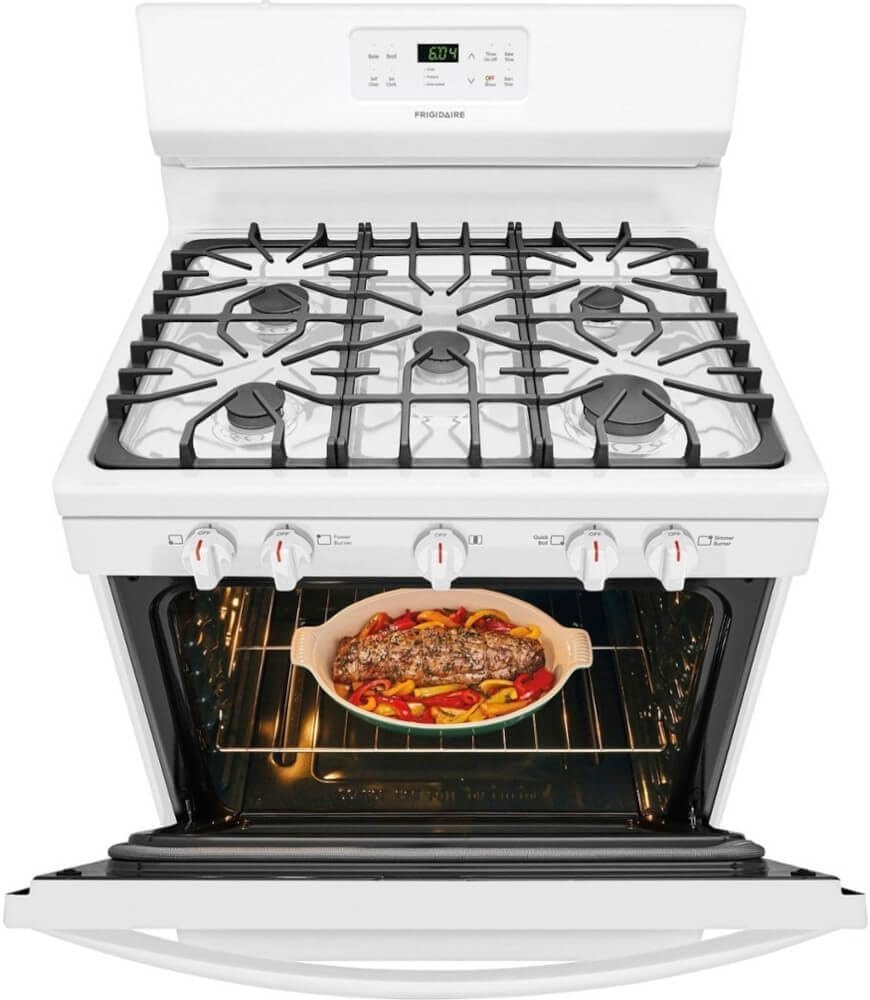 FFGF3054TS 30 Gas Range with 5 Burners 5 cu. ft. Oven Capacity One-Touch Self Clean Quick Boil Electronic Kitchen Timer Sealed Gas Burner Storage Drawer in Stainless Steel