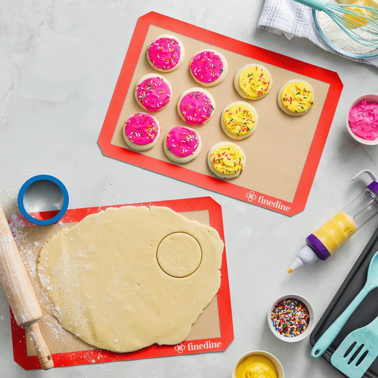 Fine Dine-Silicone baking mat set of 3-green Fine Dine-Silicone baking mat set of 3-green