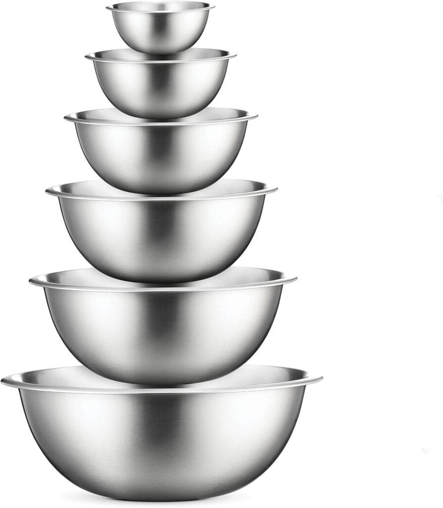 FineDine Stainless Steel Mixing Bowls (Set of 6) - Easy To Clean, Nesting Bowls for Space Saving Storage, Great for Cooking, Baking, Prepping FineDine Stainless Steel Mixing Bowls (Set of 6) - Easy To Clean, Nesting Bowls for Space Saving Storage, Great for Cooking, Baking, Prepping